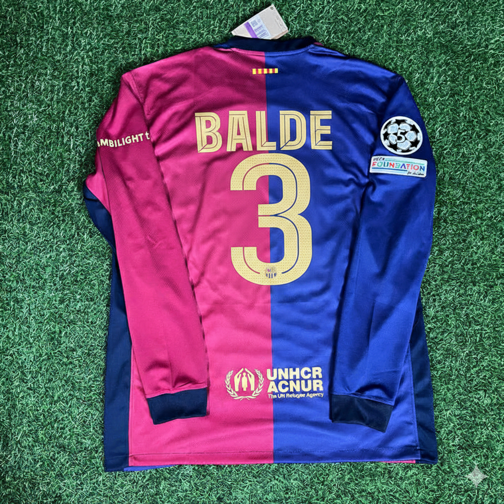 Alejandro Balde 3- Barcelona 2025 Champions League Long Sleeve Football Jersey
