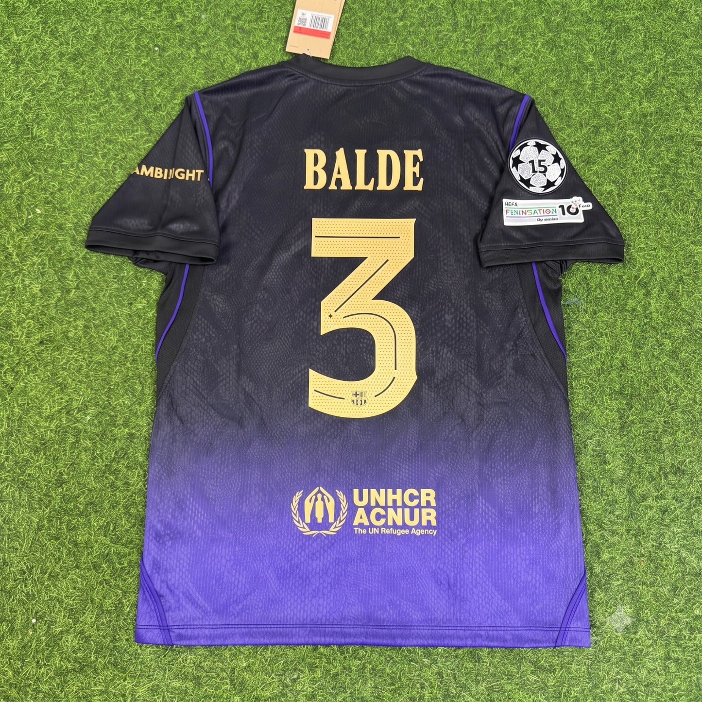 Alejandro Balde #3 Barcelona 2027 Champions League Patch Away Football Jersey