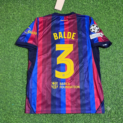 Alejandro Balde #3 Barcelona 2027 Champions League Patch Home Football Jersey