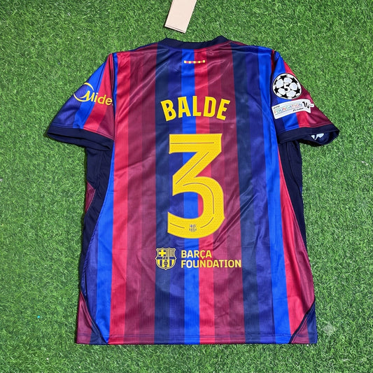 Alejandro Balde #3 Barcelona 2027 Champions League Patch Home Football Jersey