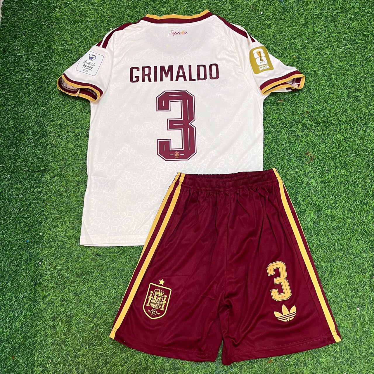 Spain World Cup 2026 Alejandro Grimaldo #3 Away Kids Kit Football Jersey