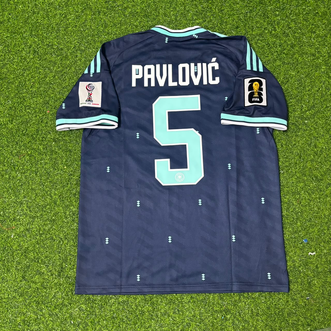 Germany World Cup 2026 Aleksandar Pavlović #5 Away Blue Football Jersey