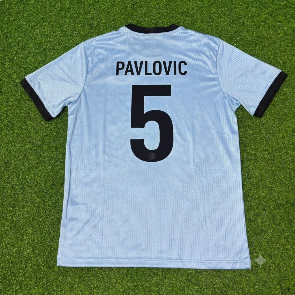 Aleksandar Pavlovic Germany 125th Year Special Clear Blue Retro Football Jersey Kit