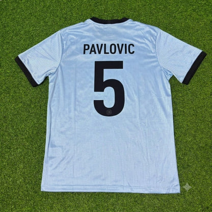 Aleksandar Pavlovic Germany 125th Year Special Clear Blue Retro Football Jersey Kit