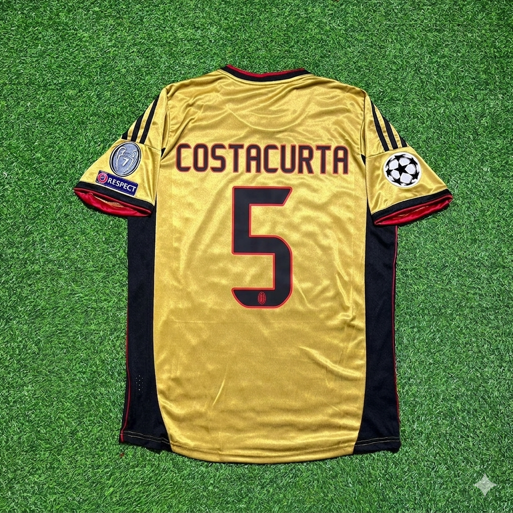 Alessandro Costacurta #5 AC Milan Gold Retro Football Jersey