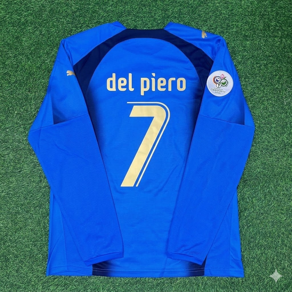 Italy World Cup 2006 Alessandro Del Piero #7 Final Long Sleeve Retro Football Jersey