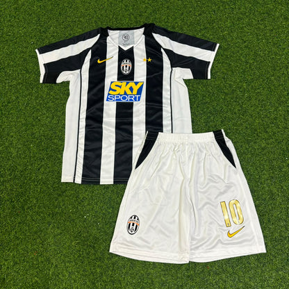 Alessandro Del Piero Juventus 2004-2005 White & Black Kids Retro Football Jersey Kit