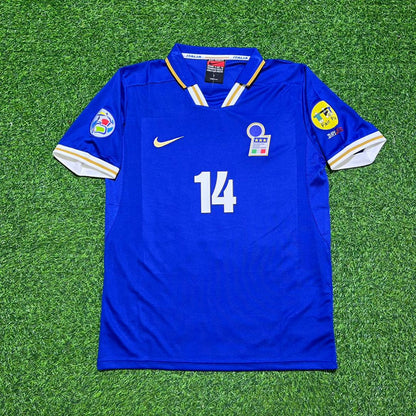 Italy EURO 1996 Alessandro Del Piero #14 Blue Retro Soccer Football Jersey Kit Shirt