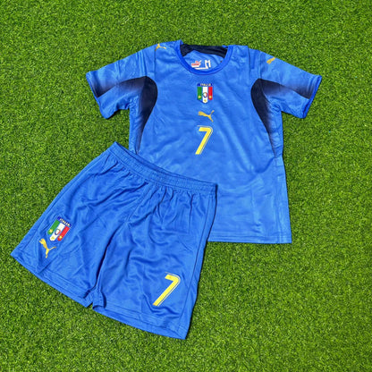 Italy World Cup 2006 Alessandro Del Piero 7- Final Retro Kids Football Jersey Kinder