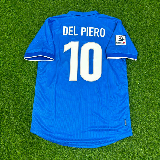 Alessandro Del Piero Italy Home Blue Retro Football Jersey Kit