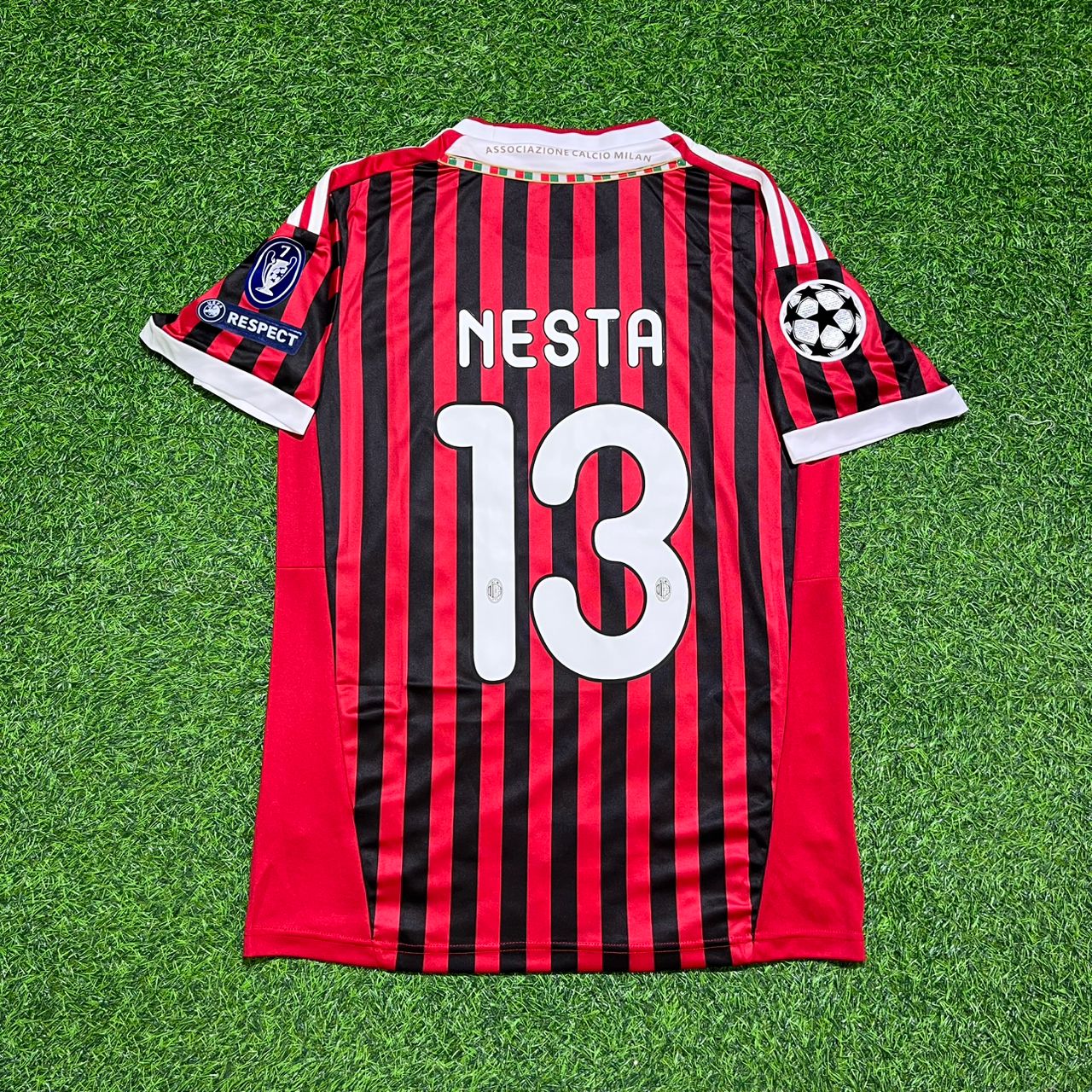 Alessandro Nesta 13 - AC Milan Home 2011/12 Retro Football Jersey Kit