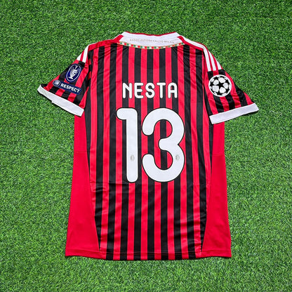 Alessandro Nesta 13 - AC Milan Home 2011/12 Retro Football Jersey Kit