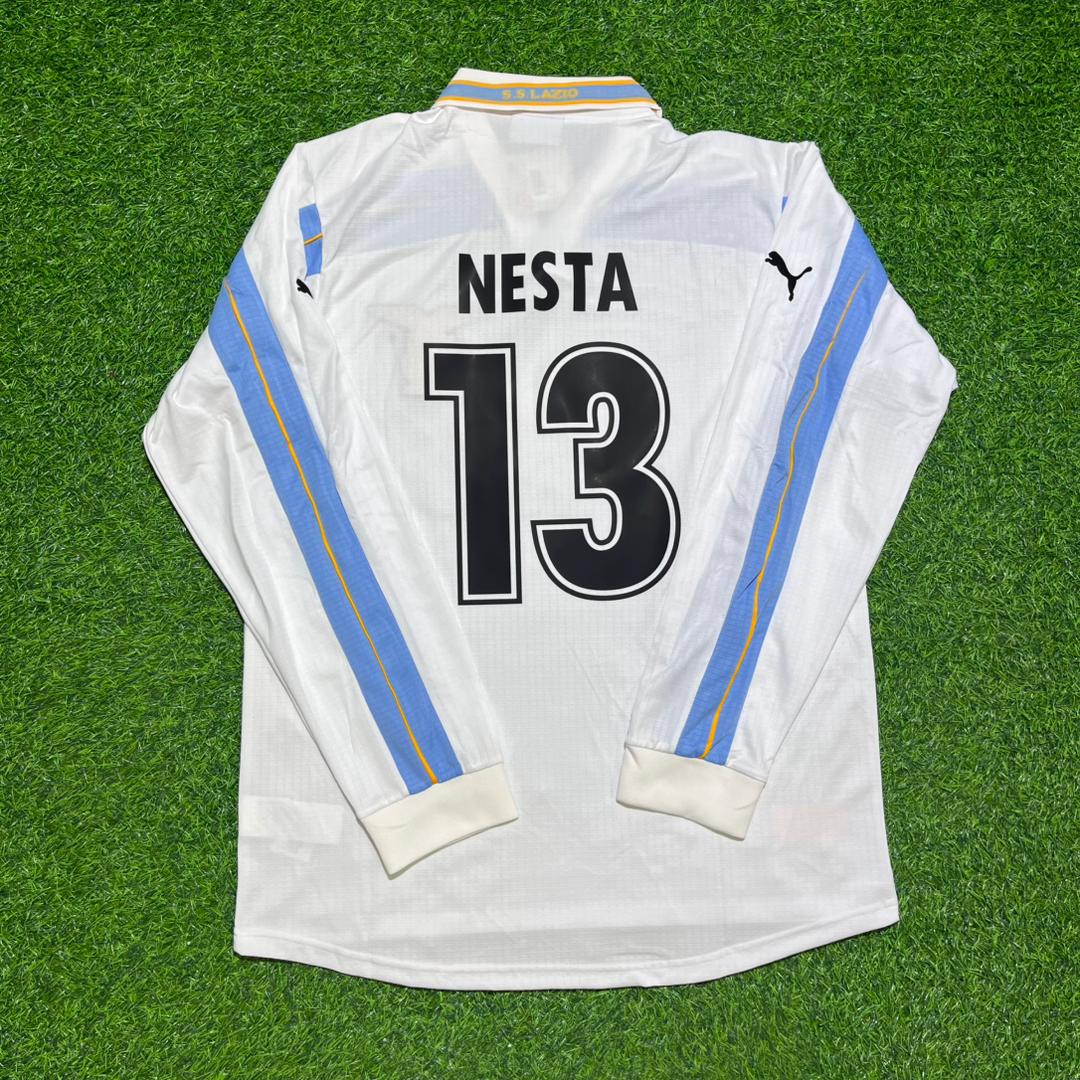 Alessandro Nesta #13 Lazio 1999 2000 Double Winner Long Sleeve White Retro Football Jersey