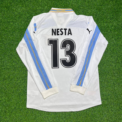 Alessandro Nesta #13 Lazio 1999 2000 Double Winner Long Sleeve White Retro Football Jersey