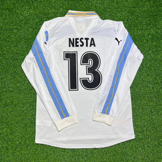 Alessandro Nesta #13 Lazio 1999 2000 Double Winner Long Sleeve White Retro Football Jersey