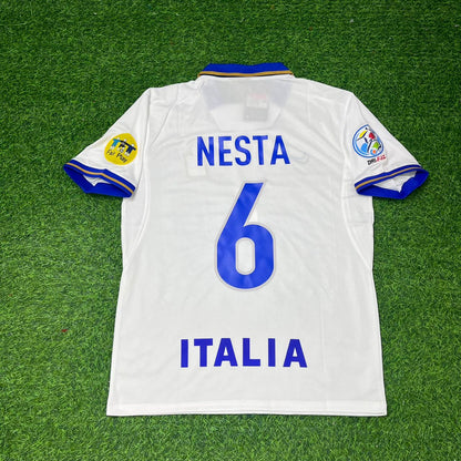 Italy EURO 1996 Alessandro Nesta #6 White Retro Football Jersey