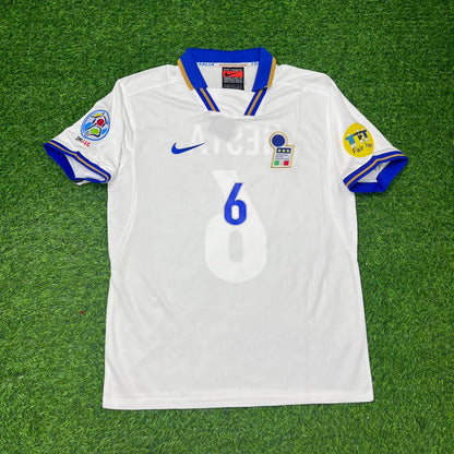 Italy EURO 1996 Alessandro Nesta #6 White Retro Football Jersey