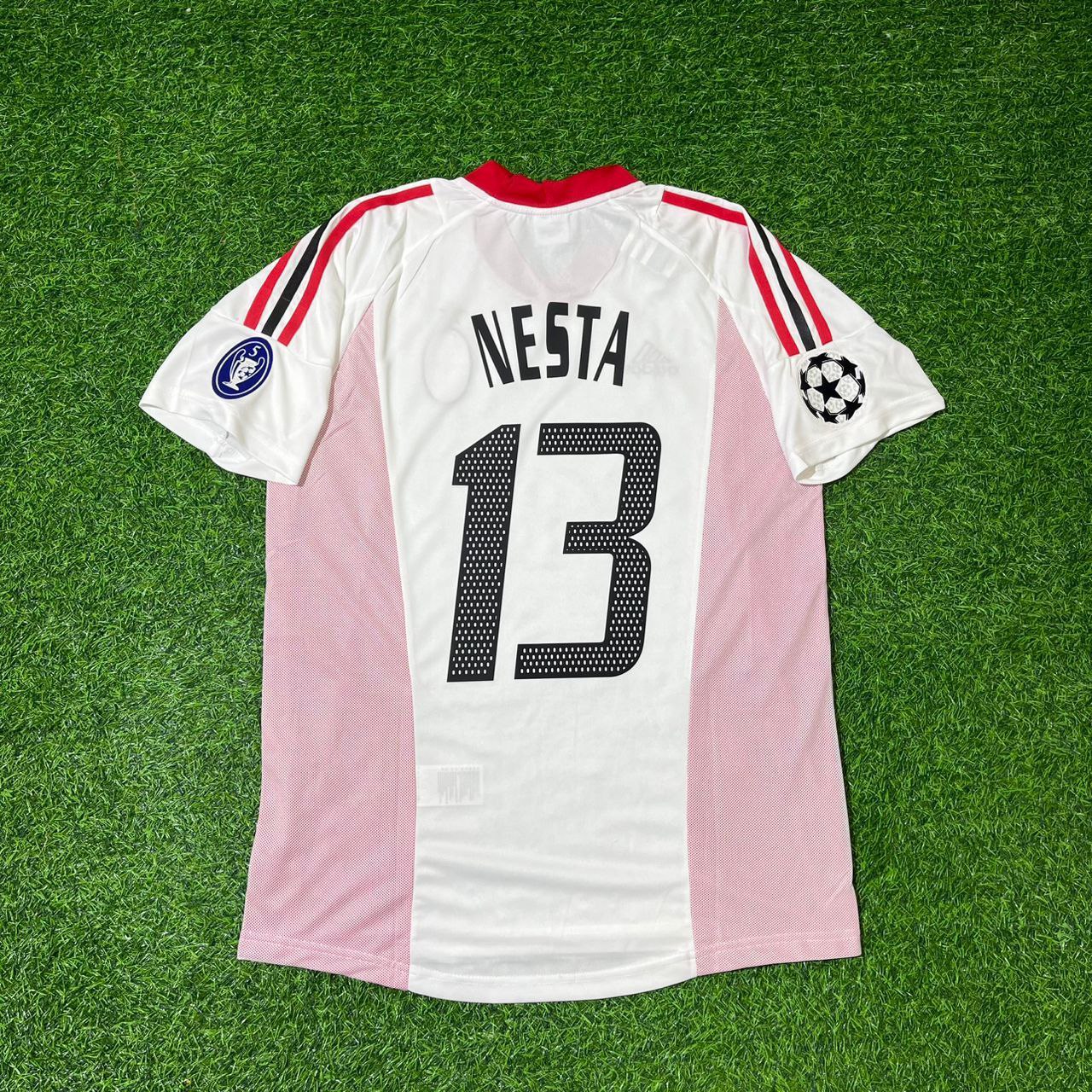 Alessandro Nesta AC Milan 2003 Champions League Final White Retro Football Jersey Kit