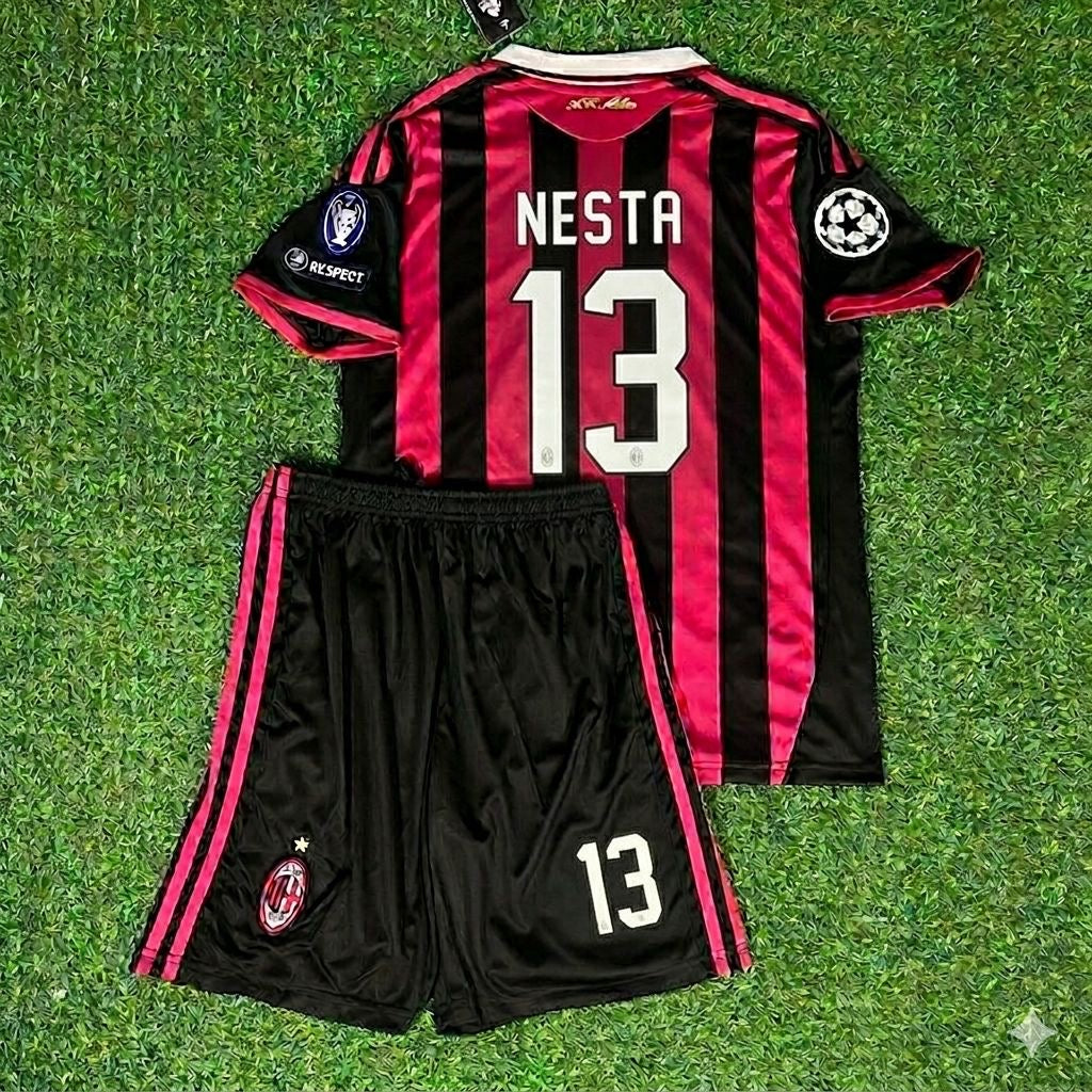 Alessandro Nesta #13 AC Milan 2009/10 Retro Football Jersey Kit