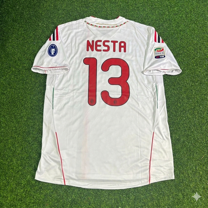 Alessandro Nesta #13 Milan 2011-2012 White Away Retro Football Jersey Kit