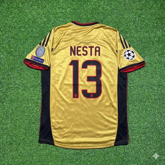 Alessandro Nesta #13 AC Milan Gold Retro Football Jersey