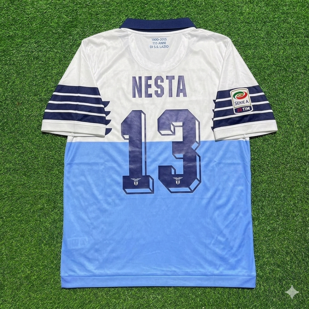 Alessandro Nesta #13 Lazio White Blue Retro Home Football Jersey Kit