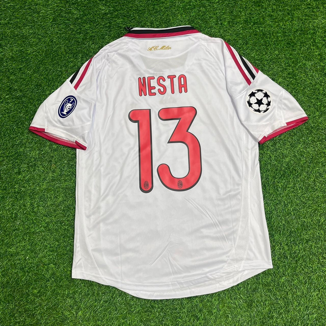 Alessandro Nesta Milan 2009 2010 Season White Retro Football Jersey