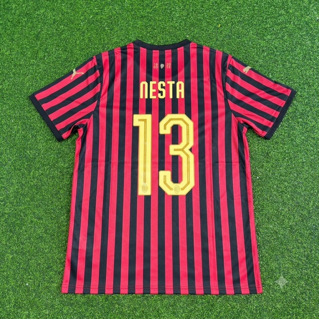Alessandro Nesta AC Milan 120th Anniversary Special Golden Retro Football Jersey Kit