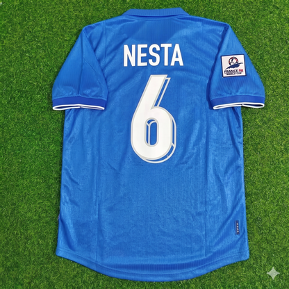 Italy World Cup 1998 Alessandro Nesta Home Blue Retro Football Jersey