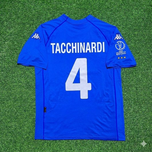 Italy World Cup 2002 Alessio Tacchinardi #4 Home Retro Football Jersey