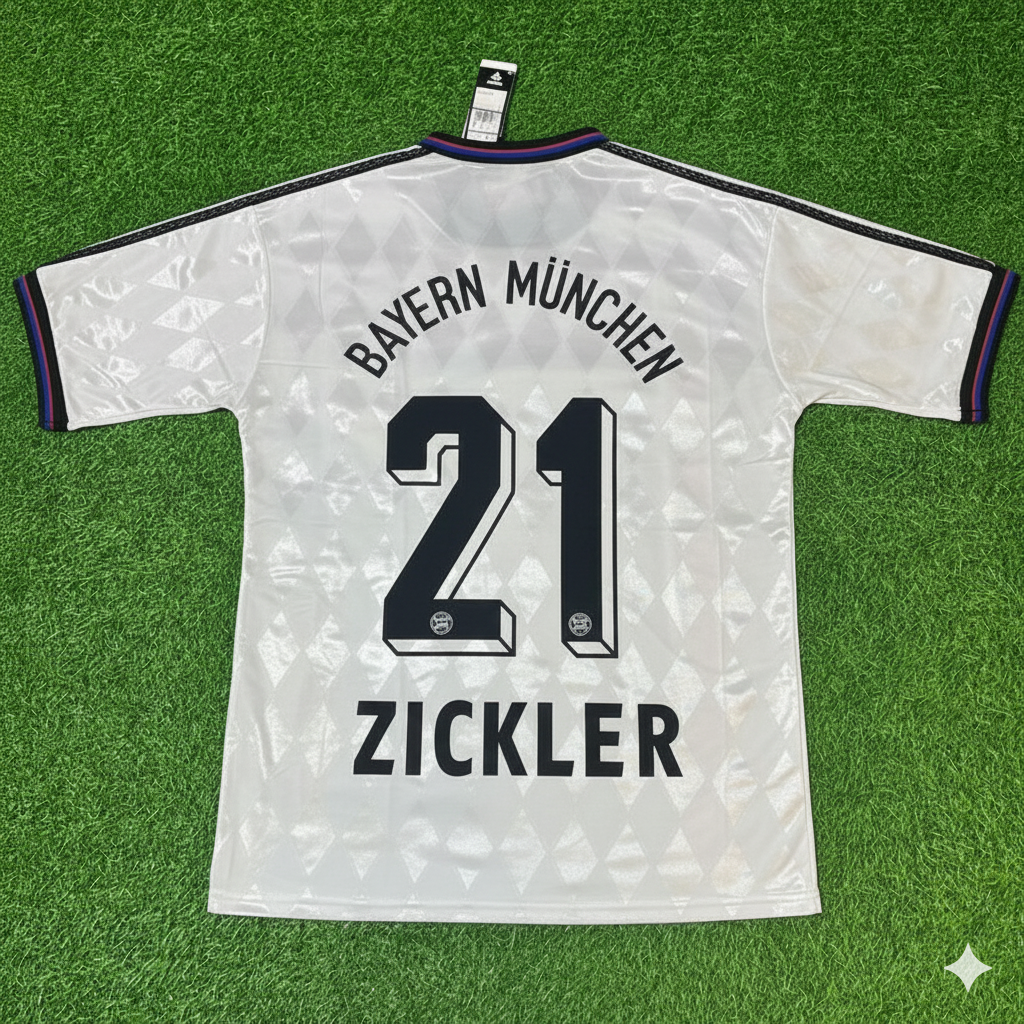 Alexander Zickler Bayern Munich 1997 1998 Away White Retro Football Jersey Kit