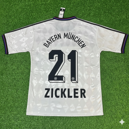 Alexander Zickler Bayern Munich 1997 1998 Away White Retro Football Jersey Kit