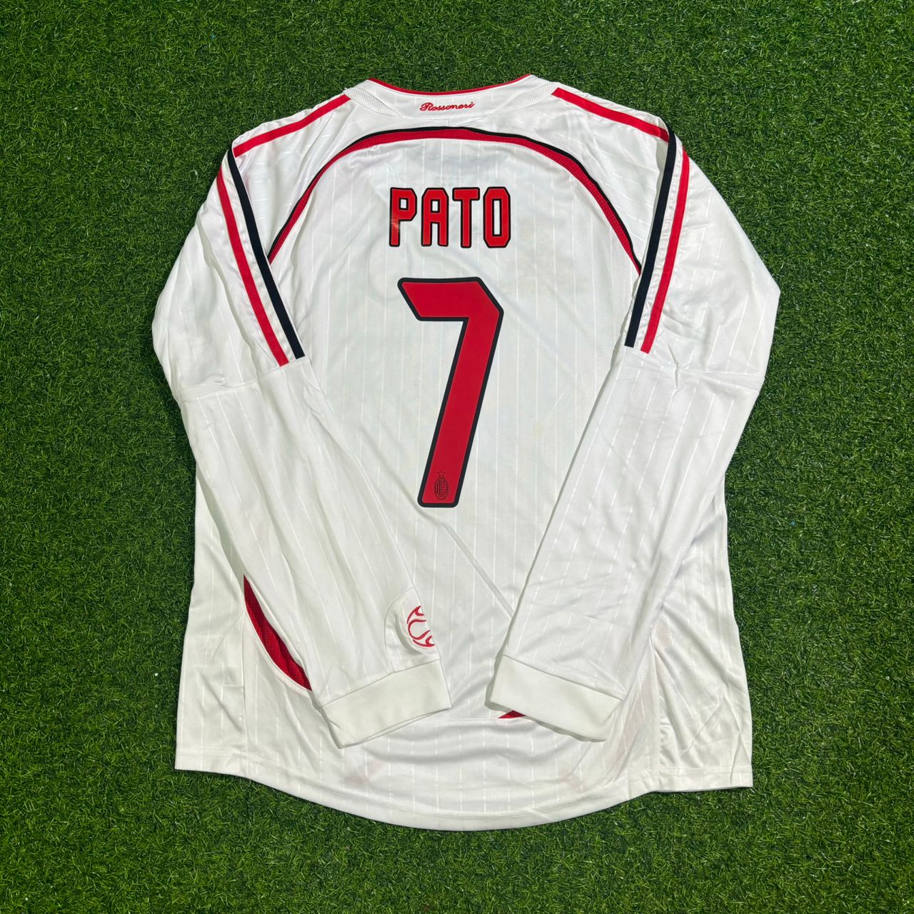 Alexandre Pato #7 AC Milan Away White Long Sleeve Retro Football Jersey
