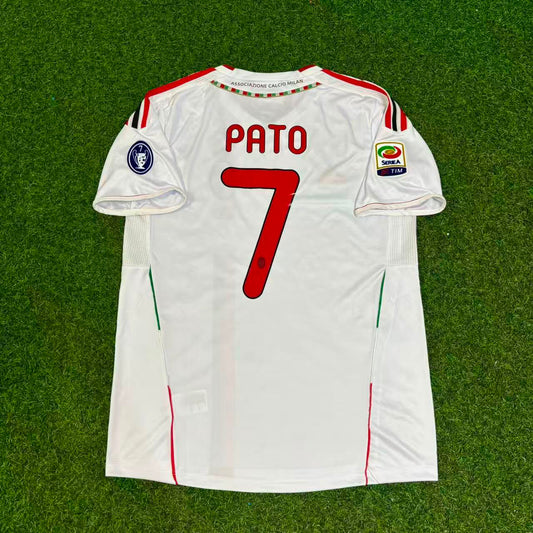 Alexandre Pato #7 Milan 2011-2012 White Away Retro Football Jersey Kit