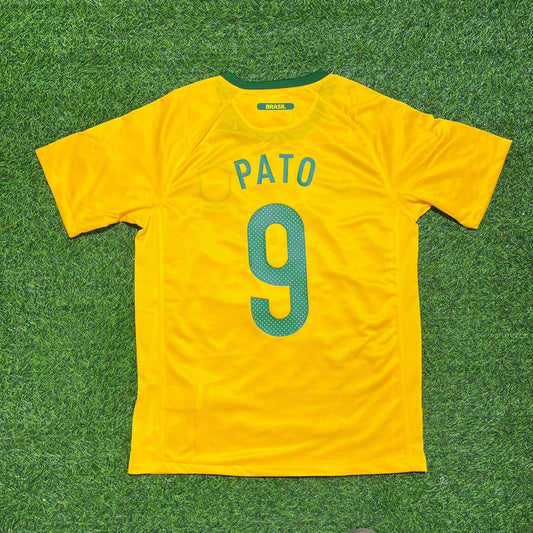 Brazil World Cup 2010 Alexandre Pato Retro Yellow Football Jersey