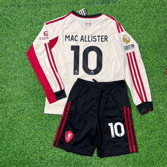 Alexis Mac Allister Liverpool 2025 Kids Long Sleeve Football Jersey Kit
