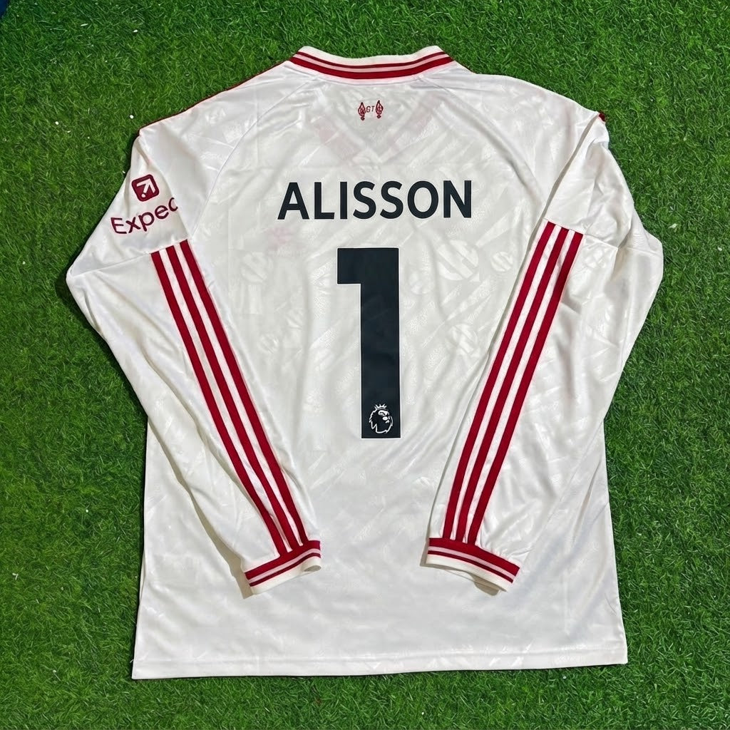 Alisson #1 Liverpool 2027 Long Sleeve Away White Football Jersey