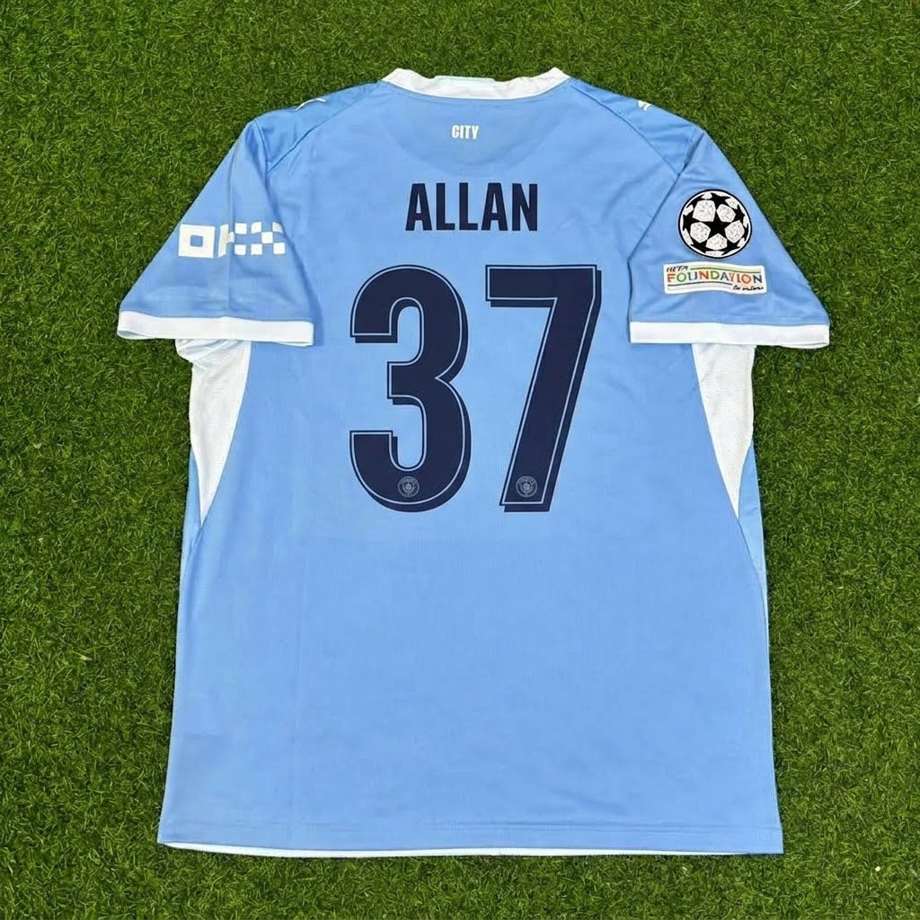Allan #37 Manchester City 2026-27 Home Champions League Patch Football Jersey
