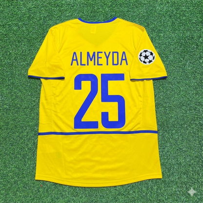 Matias Almeyda Inter Milan 2002-2003 Yellow Retro Football Jersey Kit