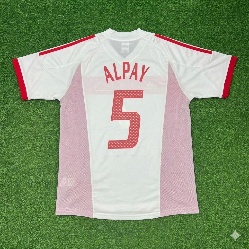 Turkey Türkiye World Cup 2002 Alpay Ozalan White Retro Football Jersey