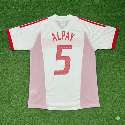 Turkey Türkiye World Cup 2002 Alpay Ozalan White Retro Football Jersey