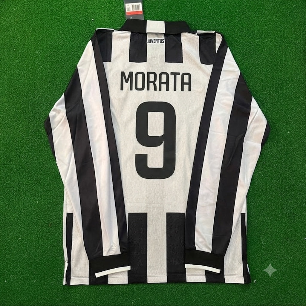 Álvaro Morata #9 Juventus 2014 2015 Retro Long Sleeve Football Jersey