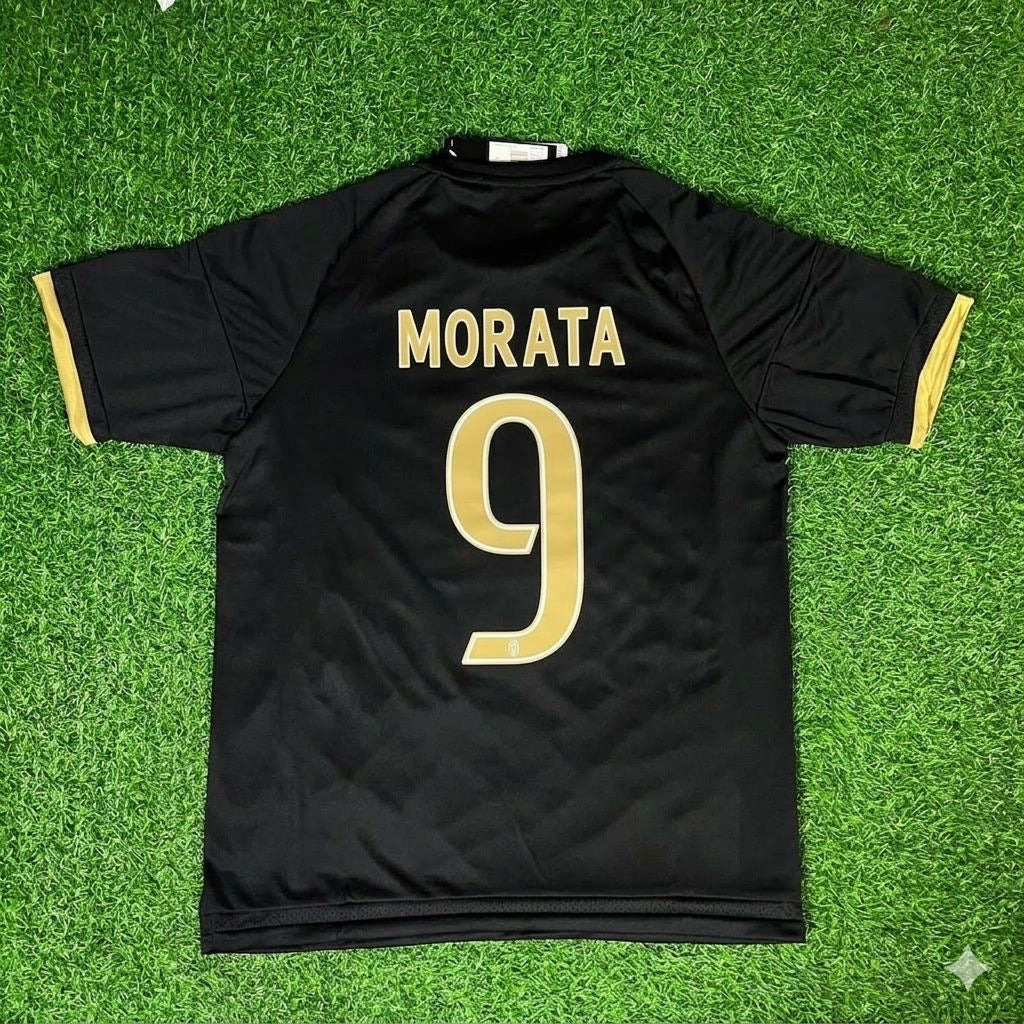 Alvaro Morata 9- Juventus Retro Black Football Jersey Kit