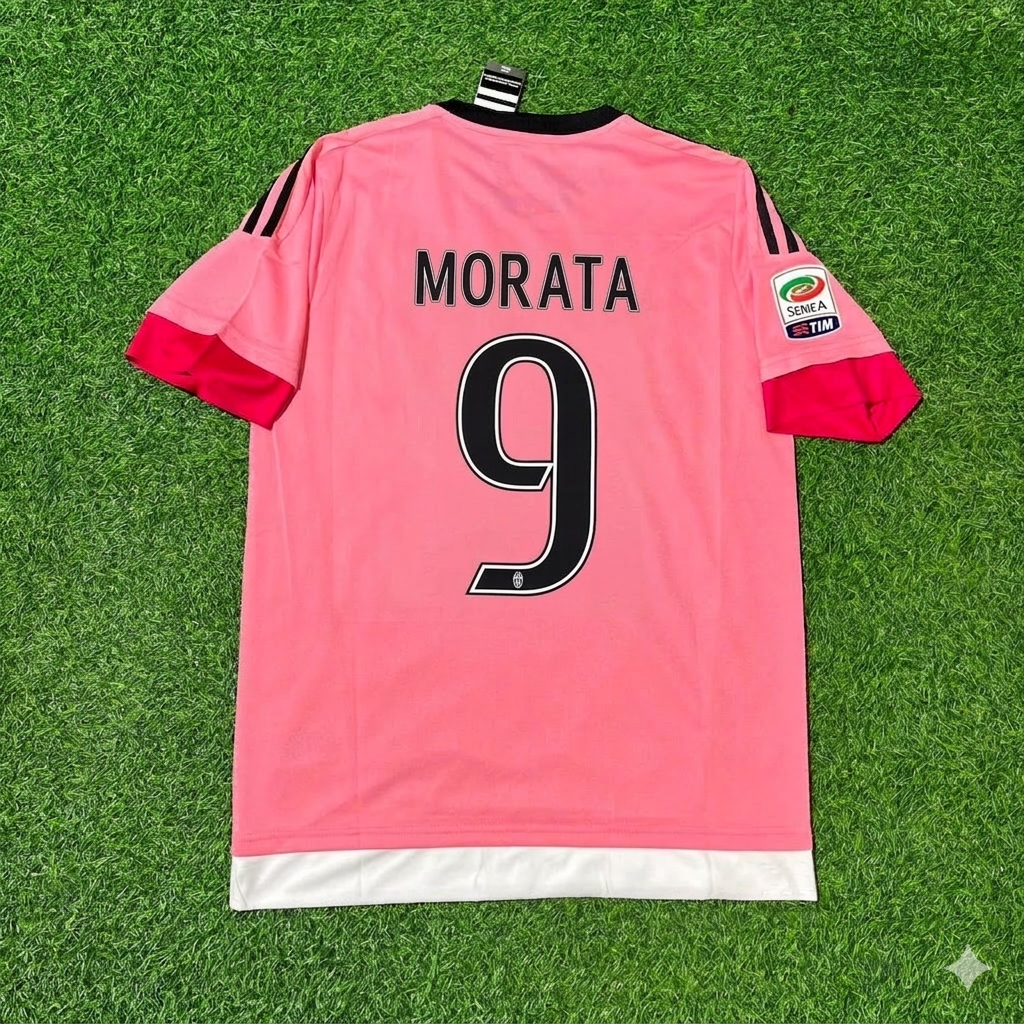 Alvaro Morata Juventus Retro Pink 2015-2016 Football Jersey