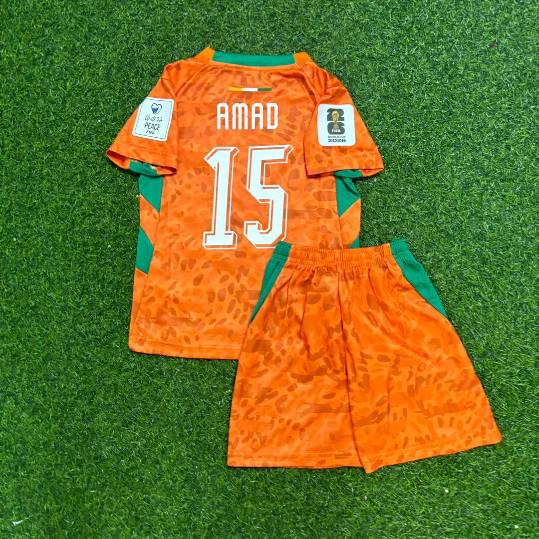 Ivory Coast World Cup 2026 Amad Diallo Kids Kit Football Jersey