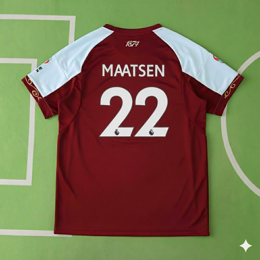 Ian Maatsen 22- Aston Villa 2026 Home Football Jersey