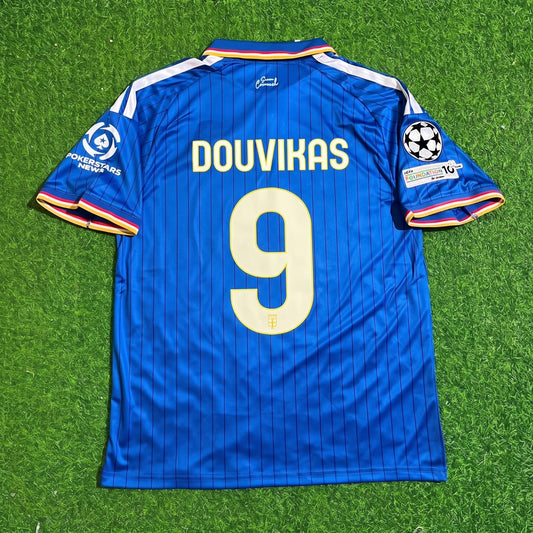 Anastasios Douvikas #9 Como 2027 Home Blue Champions League Patch Football Jersey