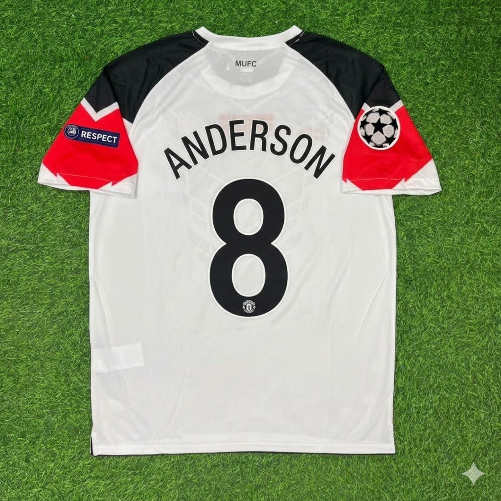 Anderson #8 Manchester United 2011 Champions League Final White Football Jersey Kit