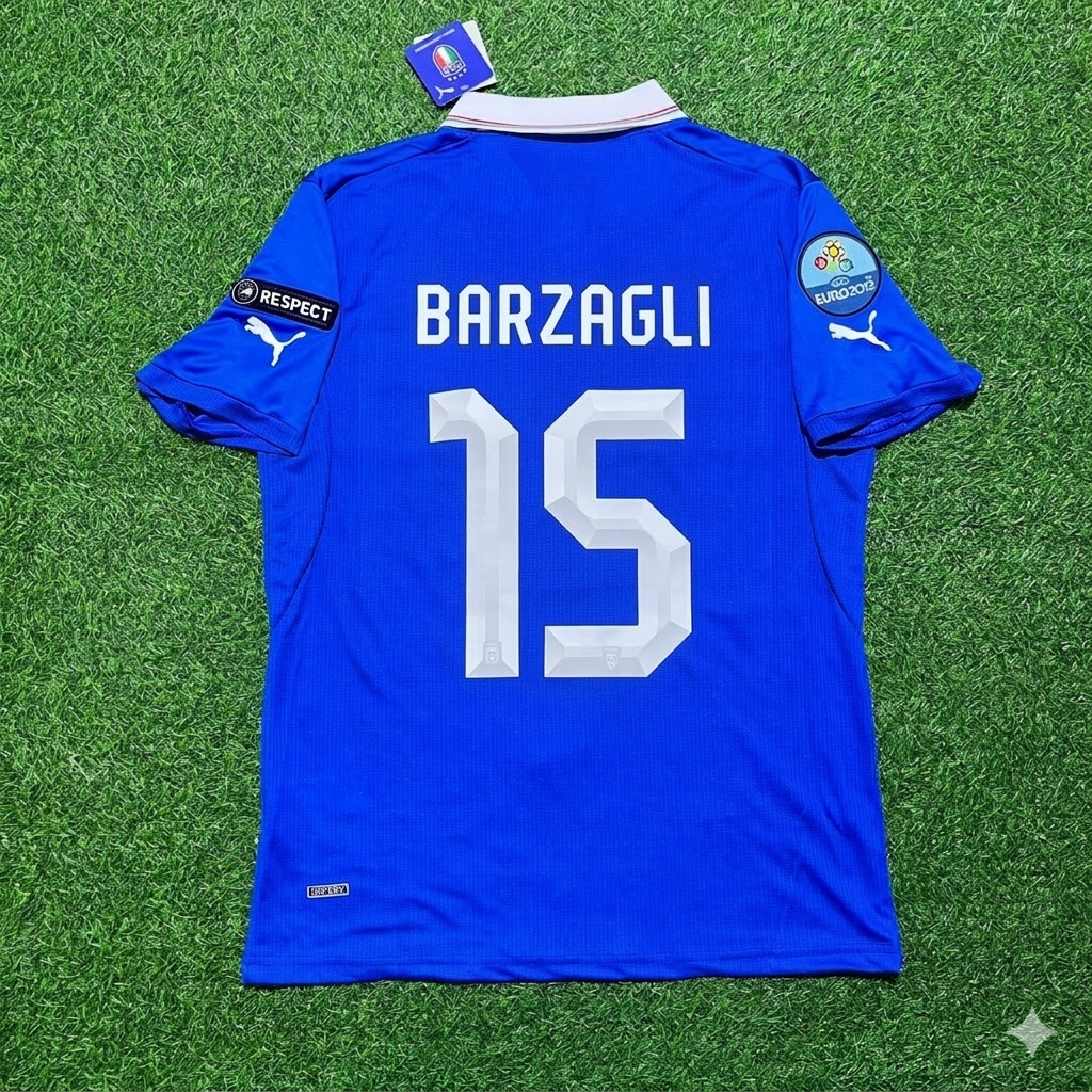 Italy EURO 2012 Andrea Barzagli 15- Retro Home Football Jersey