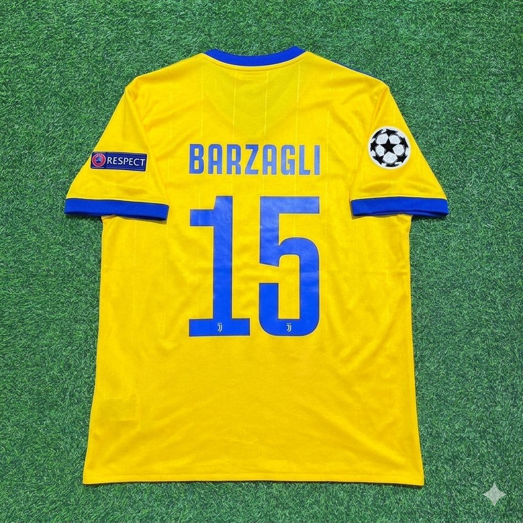 Andrea Barzagli Juventus 2017-2018 Yellow Retro Football Jersey Kit